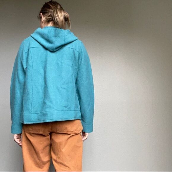 Peruvian Indigenous Alpaca Wool Women’s Blue Hoodie Zip Sweater Jacket Size M - Picture 8 of 9